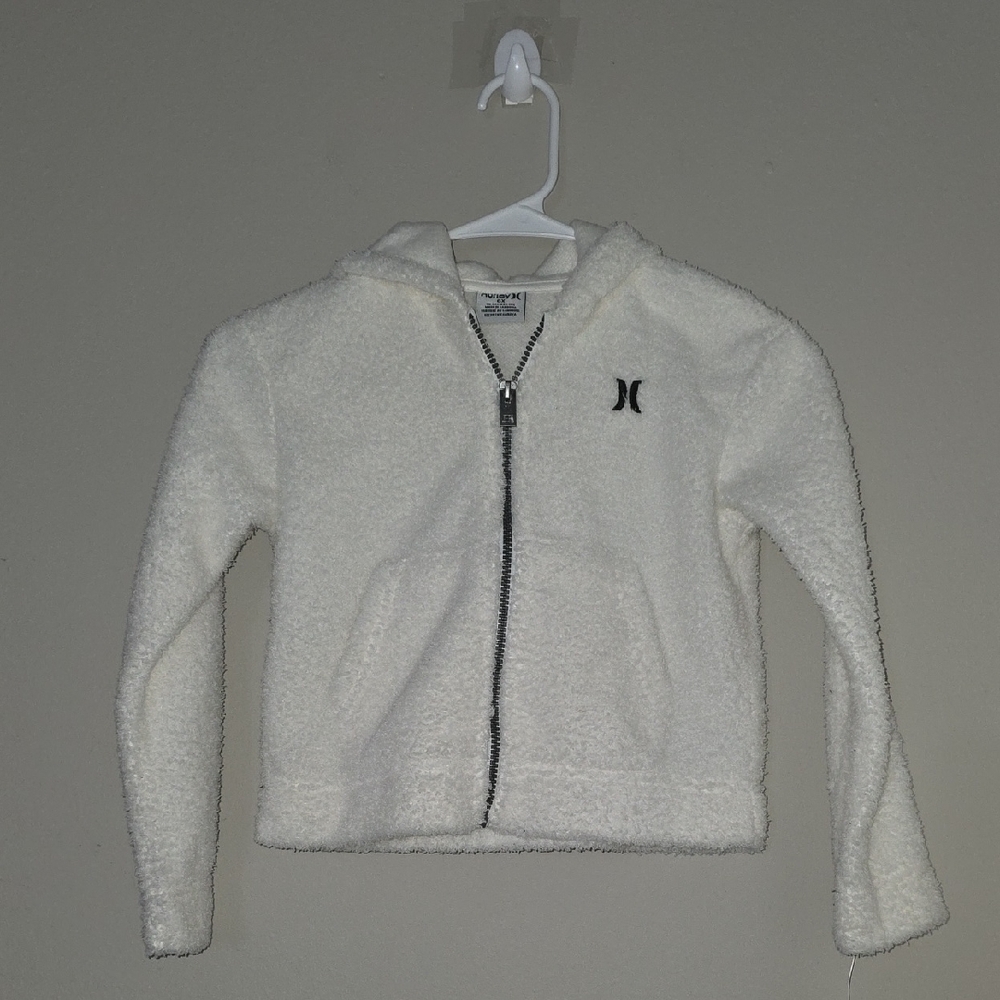 Hurley Girls Sherpa Zip Hoodie Jacket 6X Marshmallow White NWT